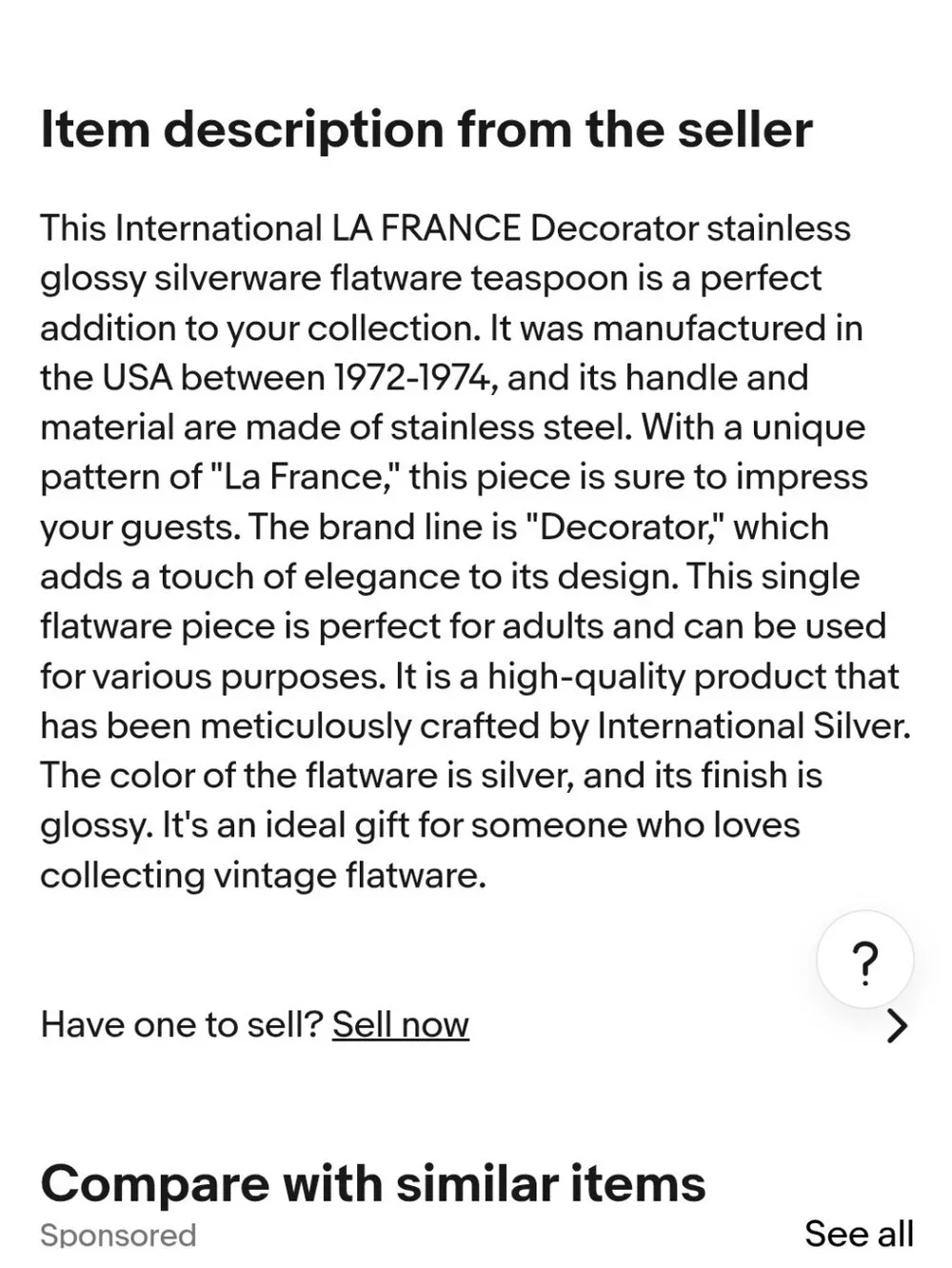 Ornate Decorative Serving Spoon in Silver La France Pattern